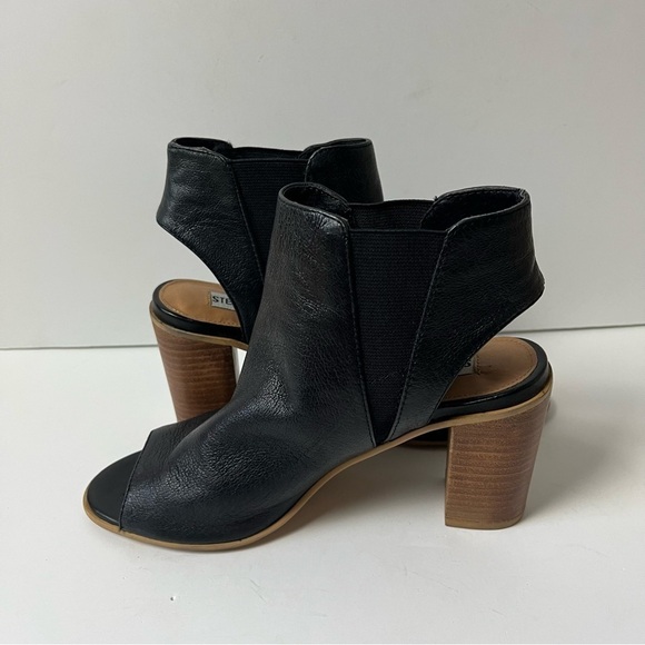 Steve Madden Black Nobell Peep Toe Chunky Heels 6 - Picture 6 of 10